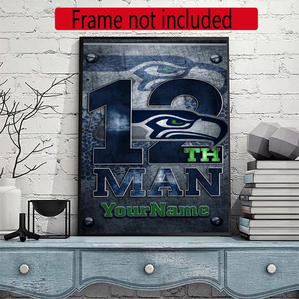 Seattle Seahawks Personalized Text Diamond Painting Round Diamond Mosaic Rhinestones Diamond Embroidery Craft Kit Wall Decor Without Frame