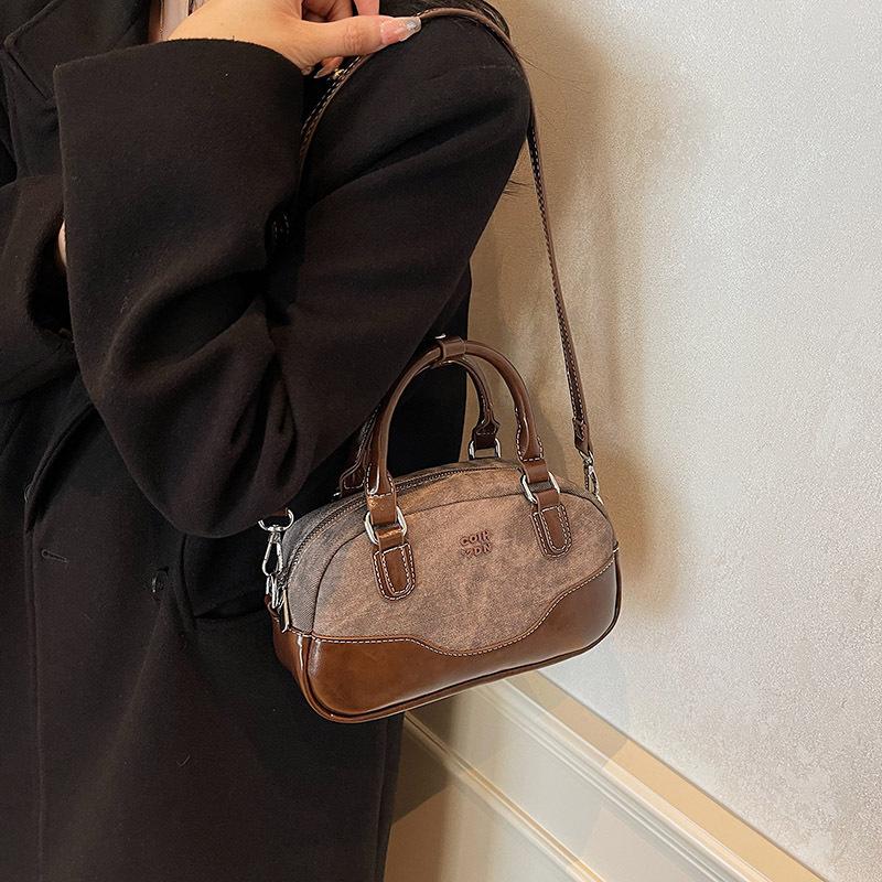 Bag Women'S Popular Shoulder Bag Crossbody Bag Premium Retro Contrasting Color Portable Bowling Bag