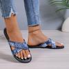 2025 Summer Flat Bottom Cross with One-word Drag Women's New Casual Outer Wear Large Size Foreign Trade Cool Slippers Tide
