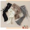 Lovely Bell Decorated Socks Stackable Long Ribbon Girls Pile Up Socks Classic Solid Color Sock Sleeves Knitted Leg Cover