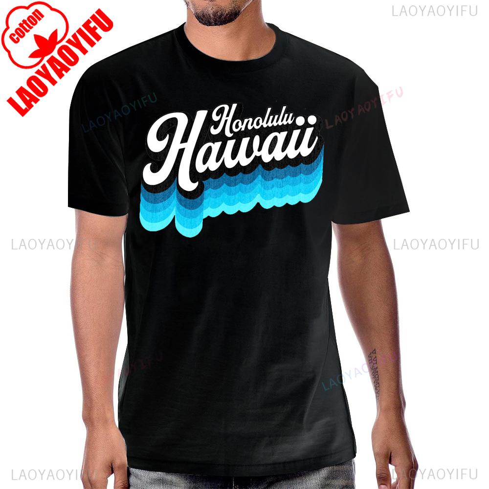Summer Style Casual Cotton OAHU Honolulu HAWAII Tshirt Streetwear Short Sleeve Man Tshirt Harajuku Hip Hop Breathe Comfort Tees