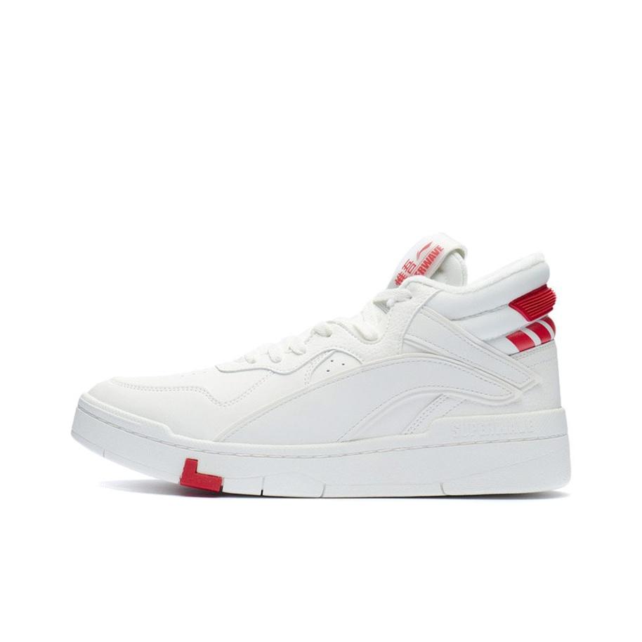 Li Ning Superwave Mid Fleece Durable Breathable High-Top Sneakers Men Sneakers White Red AGCR233-6