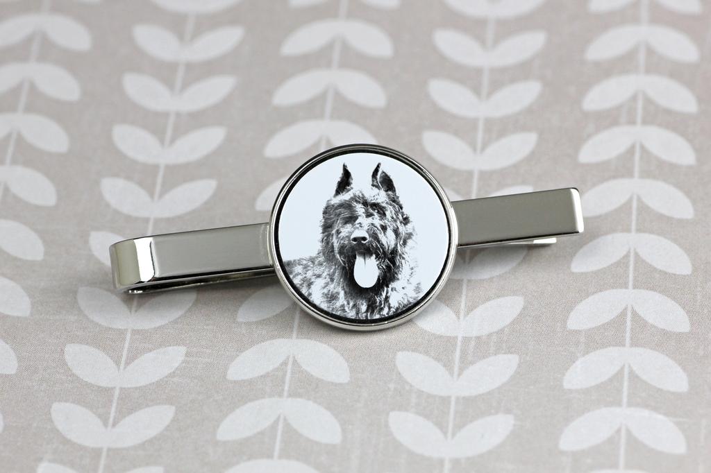 Bouvier des Flandres, Flanders Cattle Dog - tie clip with a dog, personalized tie clip, a unique gift for a man from the Art-Dog brand