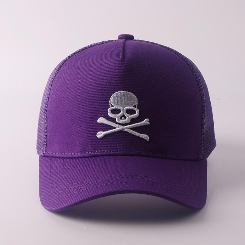 Minimalist Retro Skull Embroidery Baseball Cap Hip Hop Mesh Hat for Women and Men,Y2k Punk Style Hat Outdoor Casual Summer