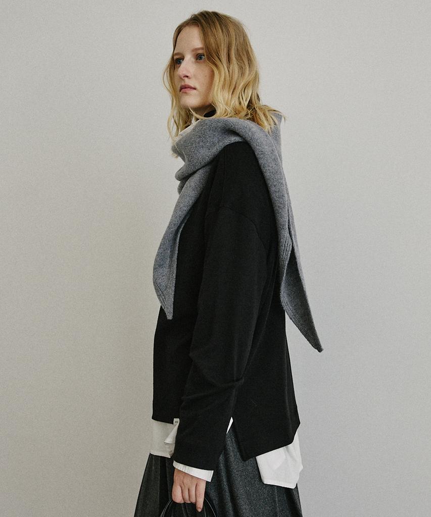 ARTID Cashmere Blend Knit Shawl Muffler_Melange Grey