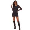 European and American new polka dot mesh long-sleeved backless early autumn new women's clothing slim-fitting hip-wrapped short dress dress women