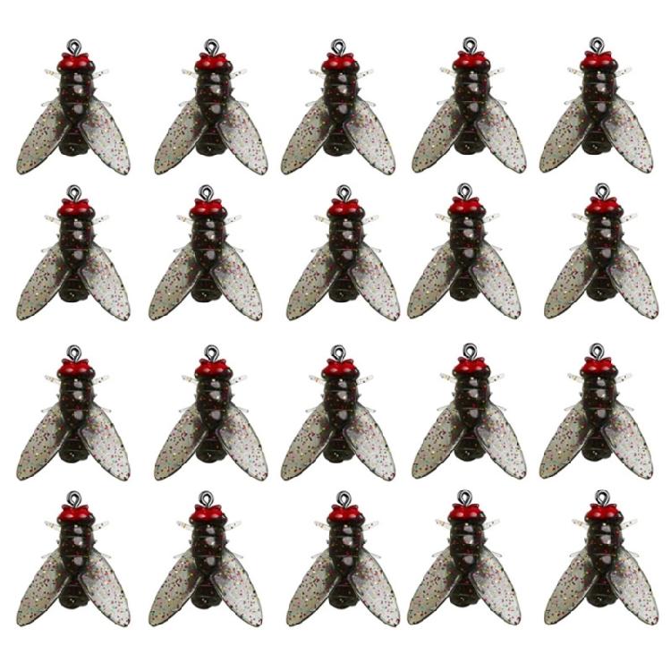 20Pcs Fly Fishing Lures Trout Jigs Swimbaits Fly Hook Soft Baits Artificial Fishing Lures for Saltwater, Freshwater 15mm чёрный