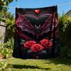1pc Bat Heart Roses Outdoor Blanket - Lightweight Flannel Throw For Travel, Camping, Gifts For Family Or Friends yy251114187
