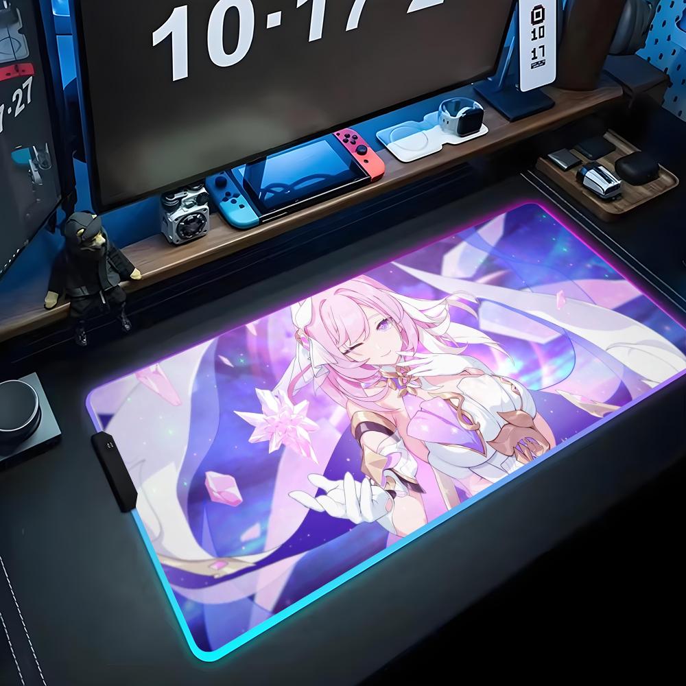 elysia Mouse Pad RGB Gaming Mousepad Big LED Pad PC Desk Mat Luminous Mouse Pad Large Keyboard Mats Table Rug With Backlit