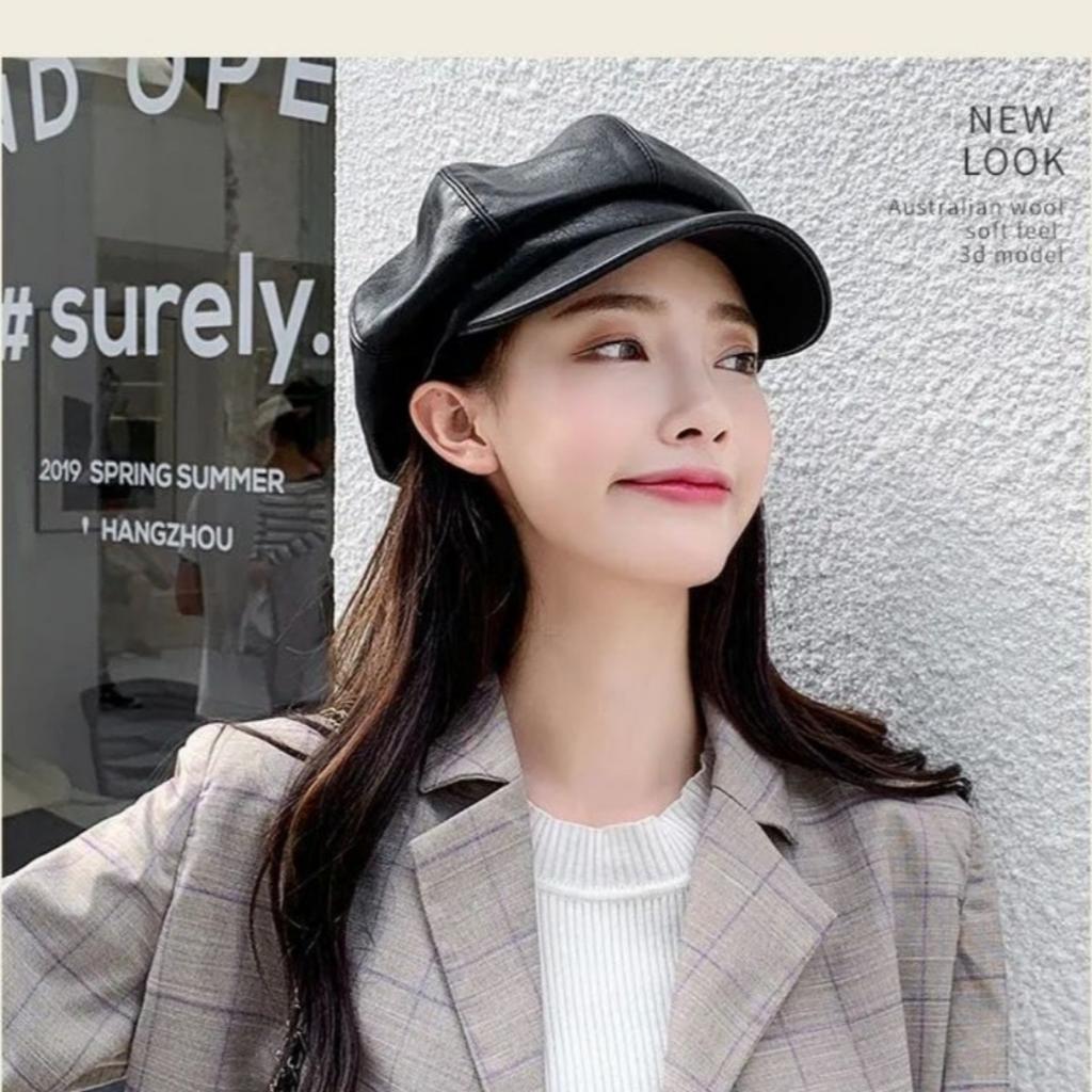 Hattar, Damhattar, PU-läder, Åttkantiga hattar, Brittisk stil, Baskrar, Läderhattar