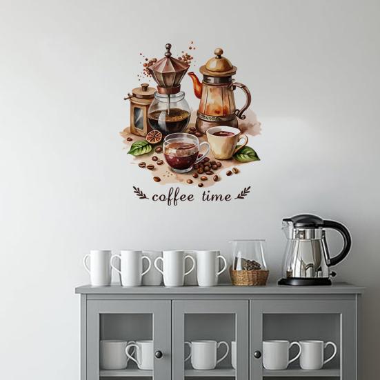 Adesivo Murale Tazza da Caffè Tè Rimovibile Stacca e Attacca Latte Decorazioni Murali Adesivi Cartello Caffè Divertente per Cucina Casa Ufficio