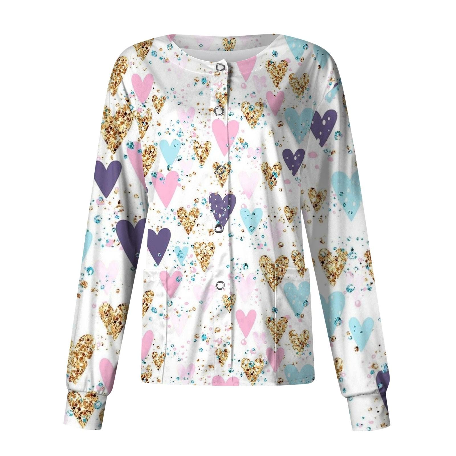 

Женский повседневный однобортный однобортный костюм с длинными рукавами и принтом на День святого Валентина, топ-кардиган XXXXXL