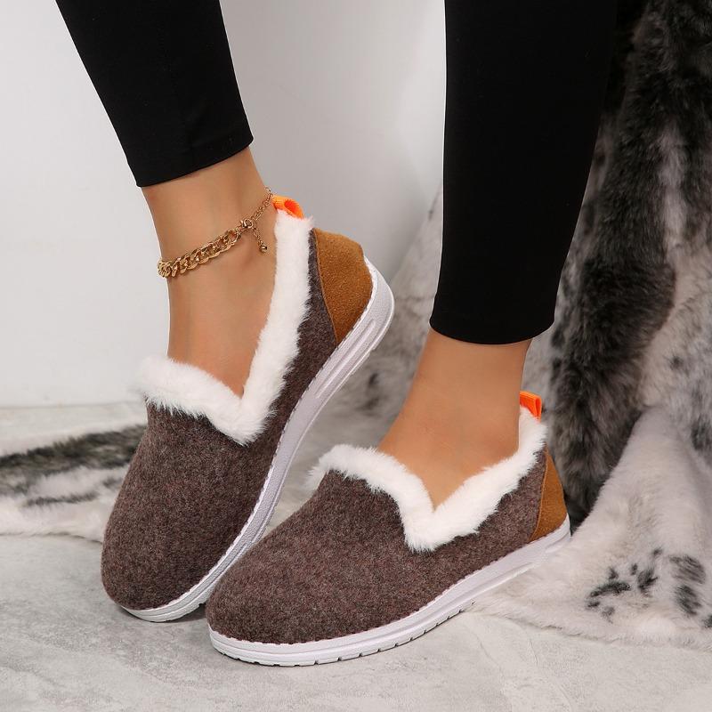 

New Flat Snow Boots for Women, Thickened Large-sized Low-top Cotton Shoes 43 коричневий