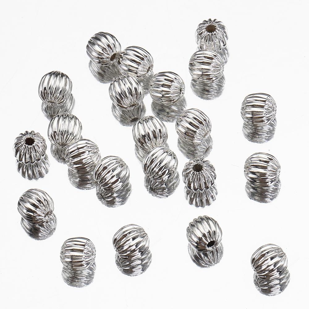 50pcs 3-8mm Copper Spacer Beads Pumpkin Stripe Round Stopper Spacer Beads for Bracelet Necklace Jewelry Making DIY Wholesale
