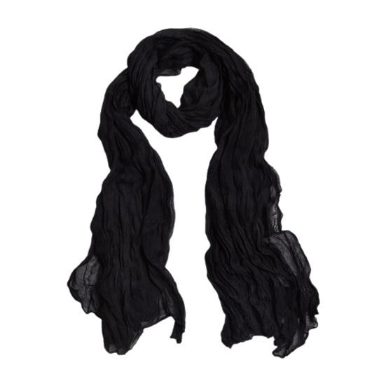 Women Scarf Solid Color Long Wide Crumple Thin Decorative Soft Perspective Wrinkled Scarf Clothes Accessory