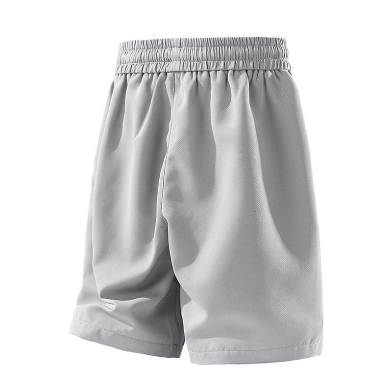 Summer Men Casual Solid Color Shorts Drawstring Waist Zipper Pocket Pants