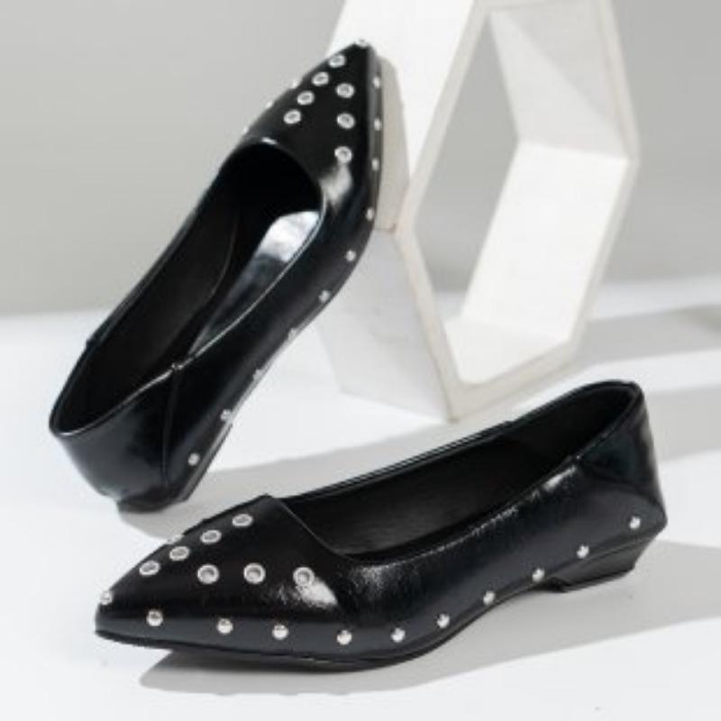 Pointed Flat-soled Single Shoes for Women's Spring and Autumn New Shallow Beanie Ladyshoes Temperament Fashion Women's Shoes