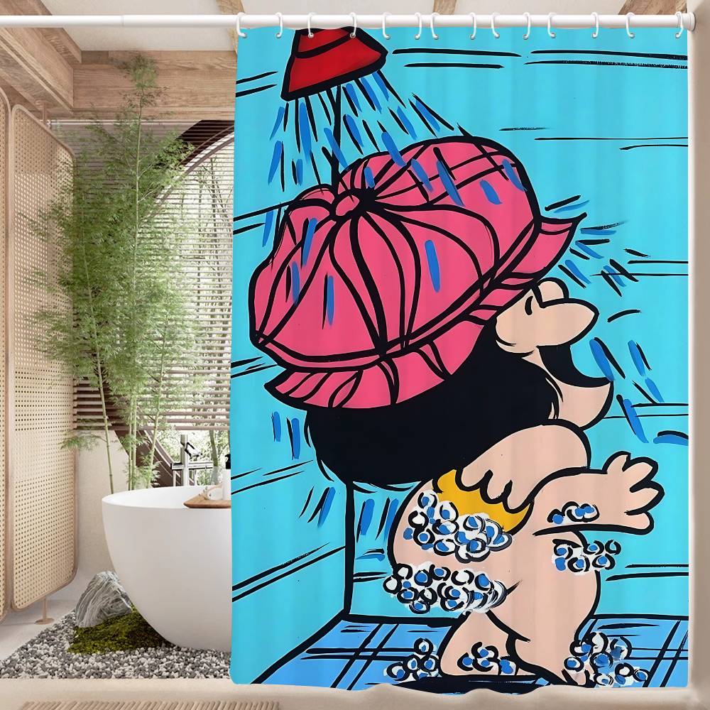 Cartoon Mafalda Bathroom Shower Curtain Shielding Partition Shower Curtain Quick Dry Can Be Scrubable Light Opaque Bath