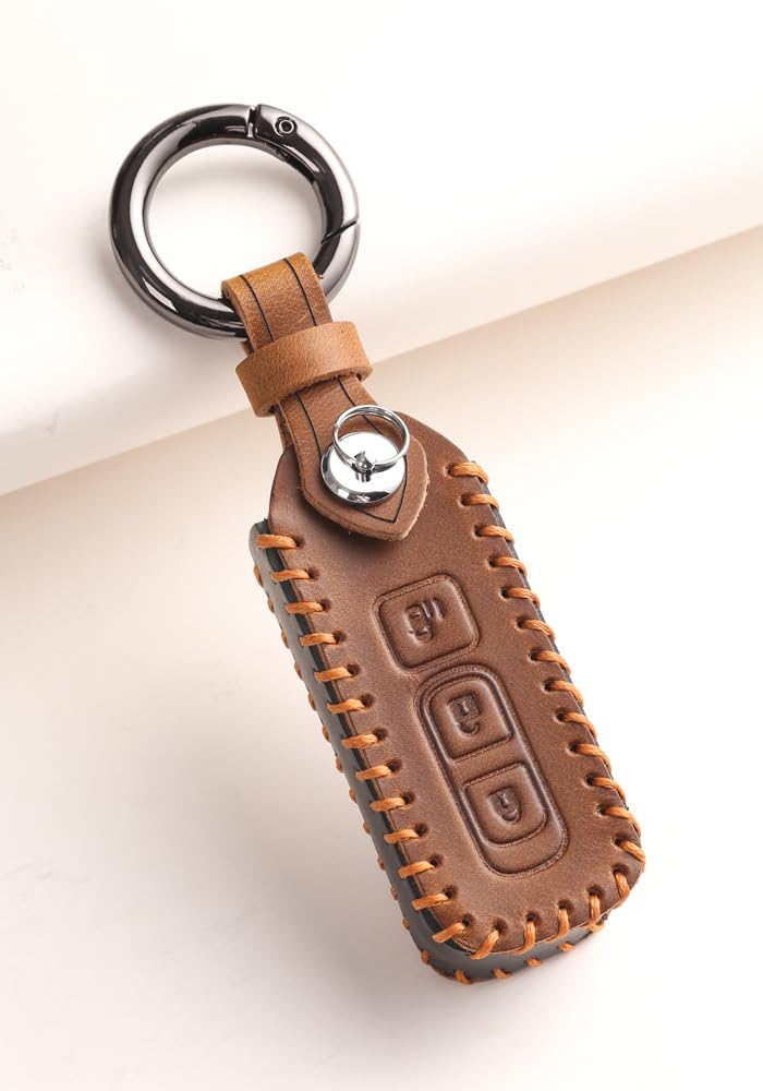 [Kinotaka] Genuine Leather Smart Key Case for Honda Cars, 3 Buttons, New NBOX Custom,