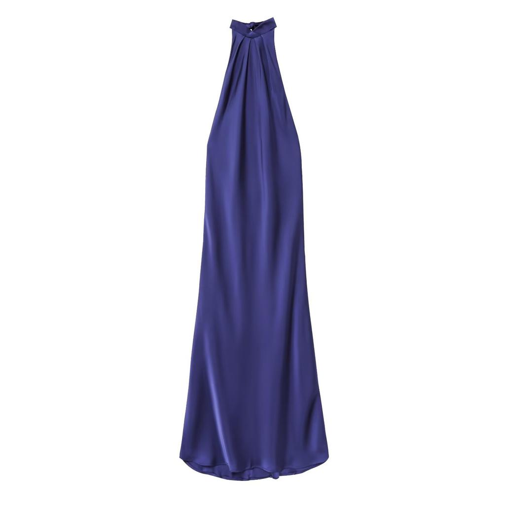 Women's new summer models, European and American temperament, sexy slim-fitting neck silk and satin texture dress