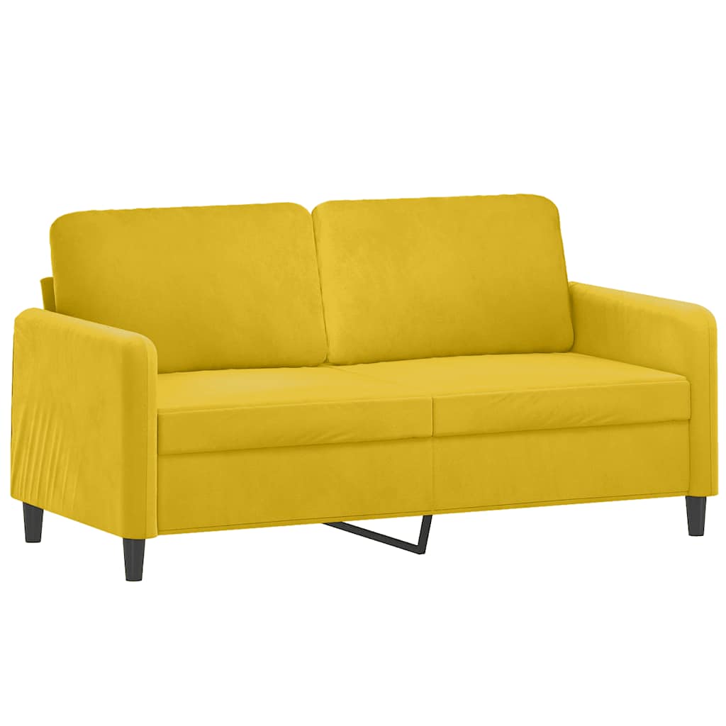 Vidaxl 2-Seater Sofa with Cushions, Yellow, 140 Cm, Velvet