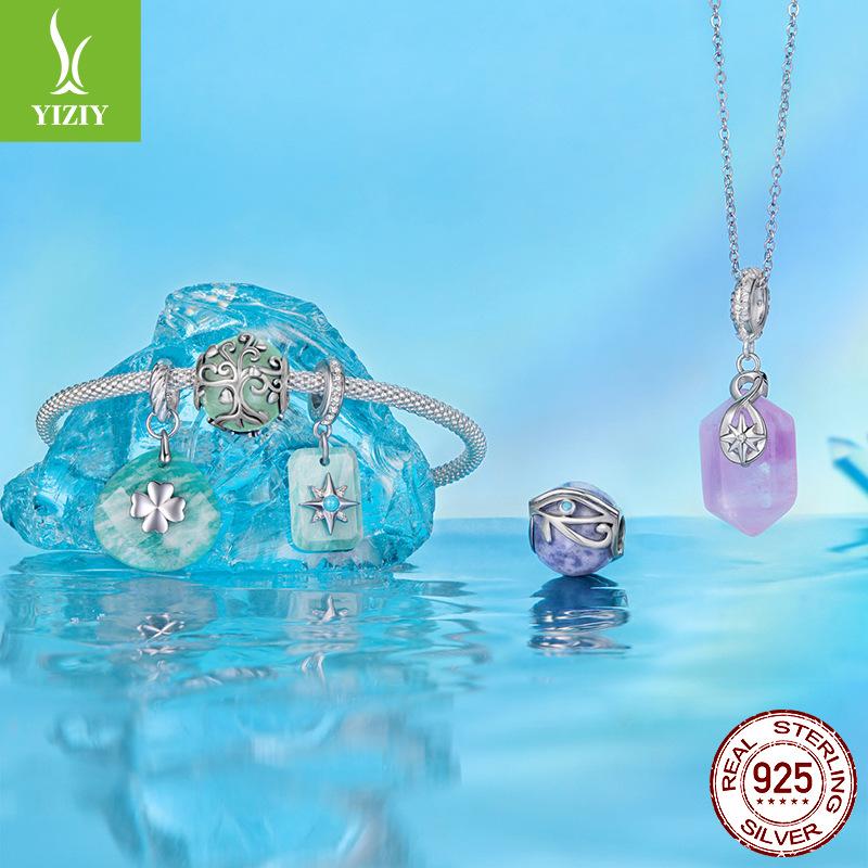 Energy Tianhe Stone Crystal Lucky Pendant Collection S925 Sterling Silver Tree Of Life Beaded Accessories