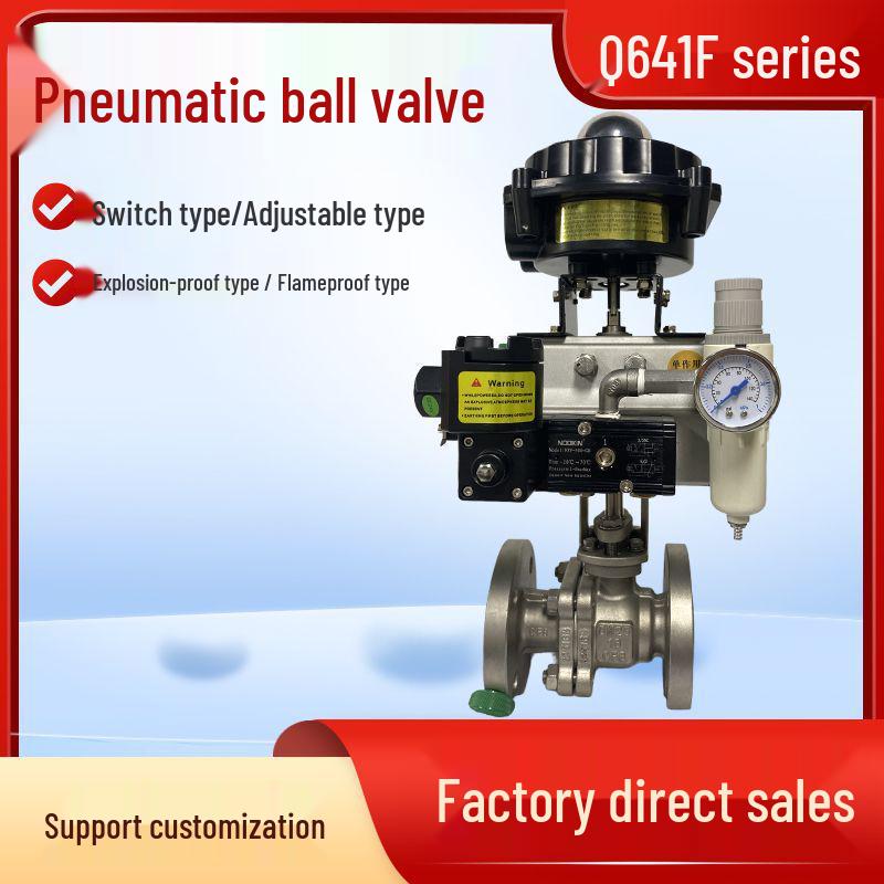 Pneumatic Ball Valve Q641F Series Stainless Steel 304, Flange Switch for Large Flow Regulation in Petrochemical and Metallurgy Industries