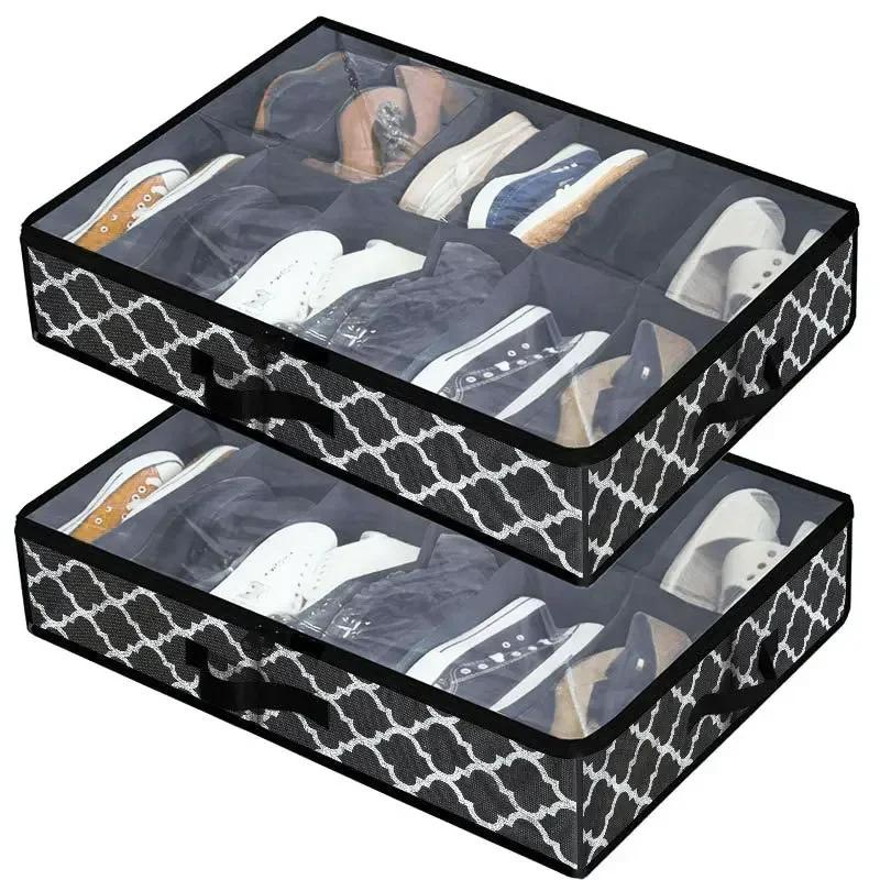 1Pc Closet Bed Shoe Storage Boxes Foldable Underbed Shoesorganizer Containers Under Bed Storage Bags Home Shoe Rack Organizer