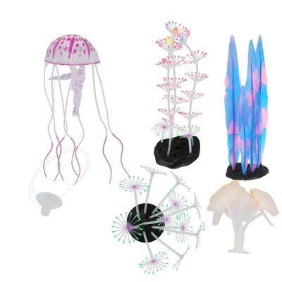 Aquarium Fish Tank Ornament Glowing Silicone Simulation Aquarium Jellyfish Coral Decoration
