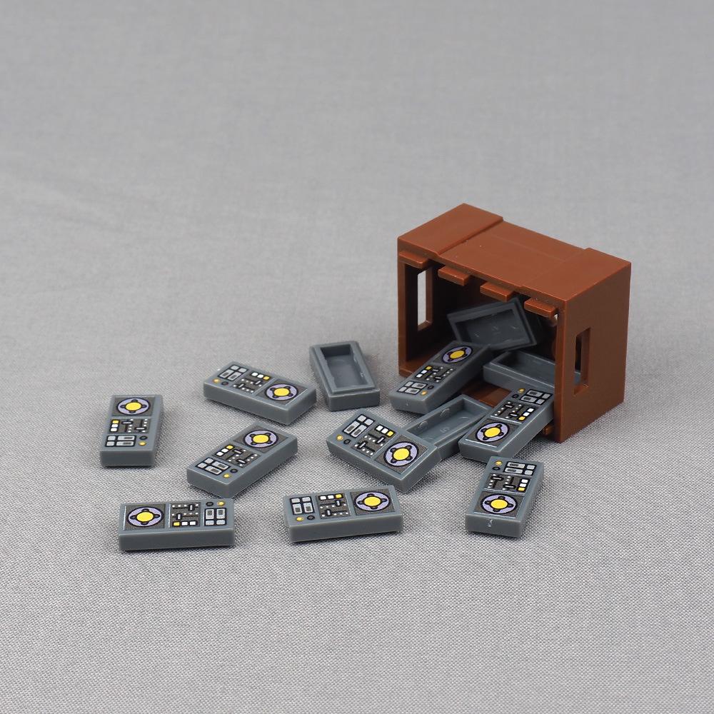 MOC 10PCS Printed 3069 1x2 Printing Slider Button Mecha Pattern Building Blocks 3069pb0847 Plate Board Bricks Particle Toys Gift