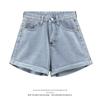 Women's Korean Style High Waist Denim Shorts - Summer Loose Fit, Rolled Hem, Plus Size, Casual Slimming Hotpants