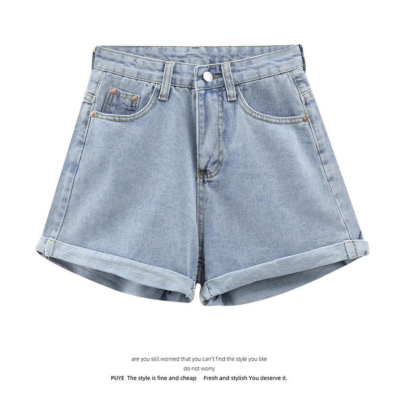 Women's Korean Style High Waist Denim Shorts - Summer Loose Fit, Rolled Hem, Plus Size, Casual Slimming Hotpants