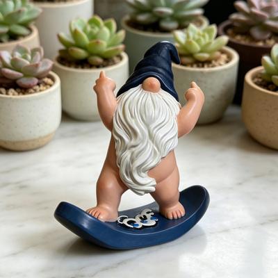Middle Finger Gnome Figurine Funny Resin Naked Gnome Statue for Garden Home Office Decor Naughty Gifts for Men Women