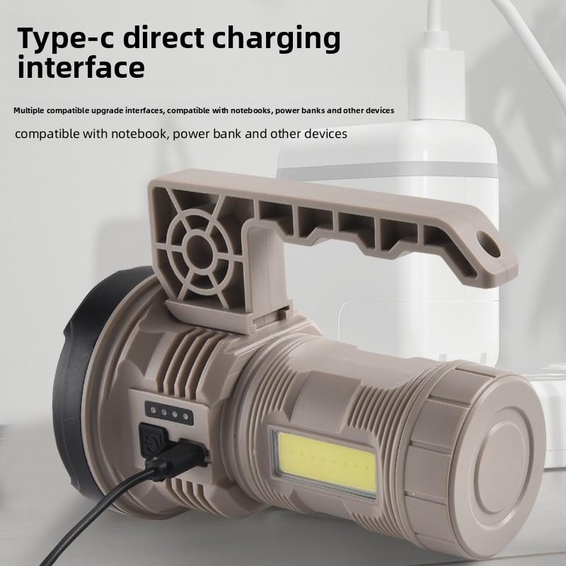 New Cross-Border High-Power Flashlight COB Outdoor Searchlight Type-C Rechargeable Emergency Handheld Work Light