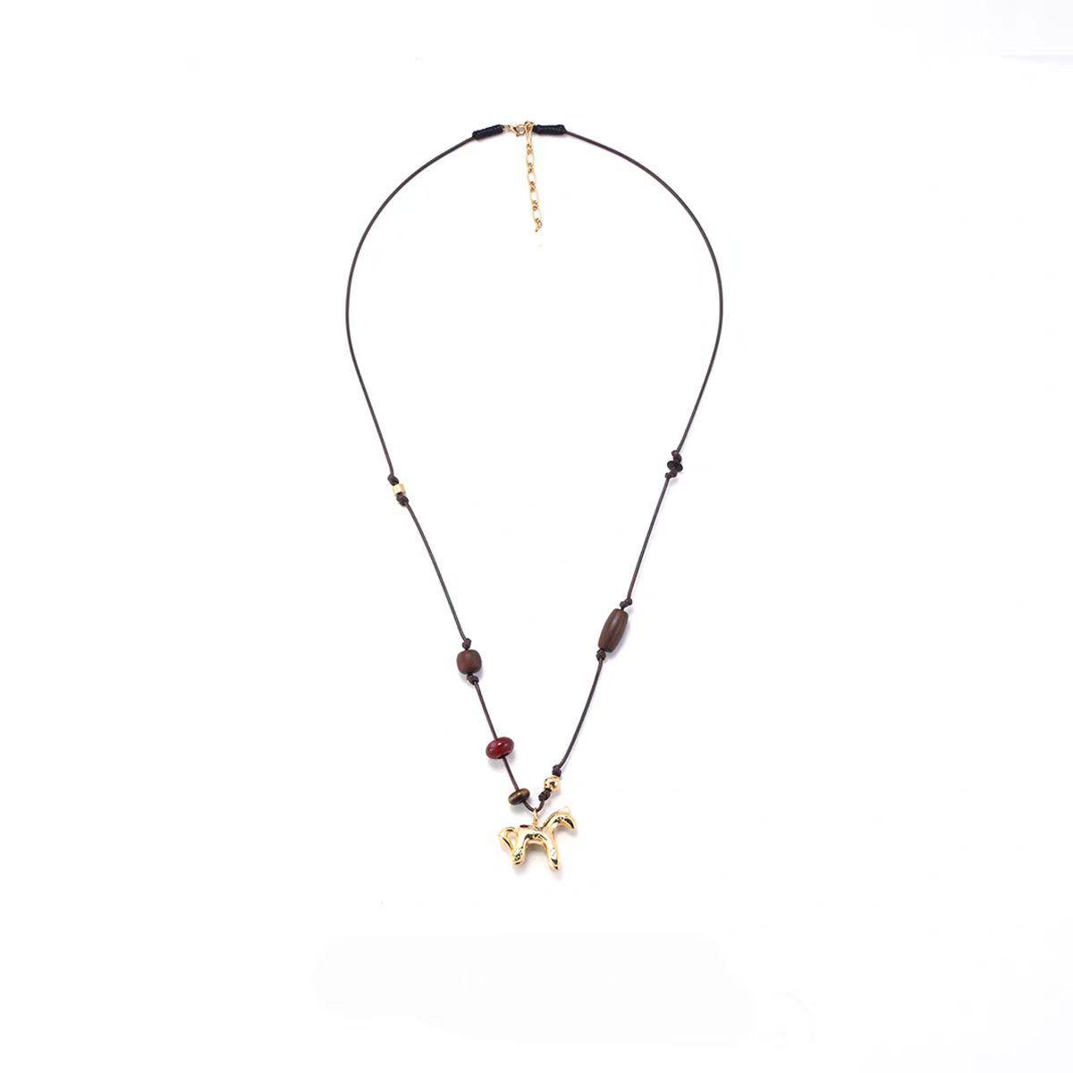 Elegant Small Horse Beaded Necklace: Versatile Light Luxury Pendant for Women