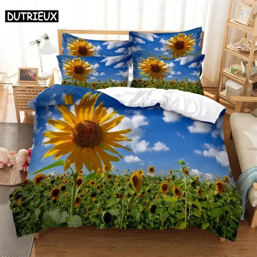 Sunflowers Bedding Set For Bedroom Soft Modern Bedspreads Comefortable Kids Duvet Cover Quilt Cover And Pillowcase