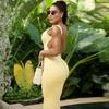 2025 European & American Autumn Slimming Backless Ribbon Dress