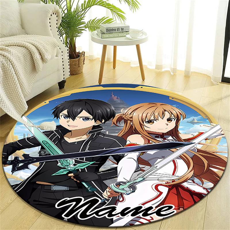 Personalized S-Sword Art Online Round Chair Office Rug - Perfect for Mat, Office Chair & More - Ideal Gift for Birthdays and Holidays