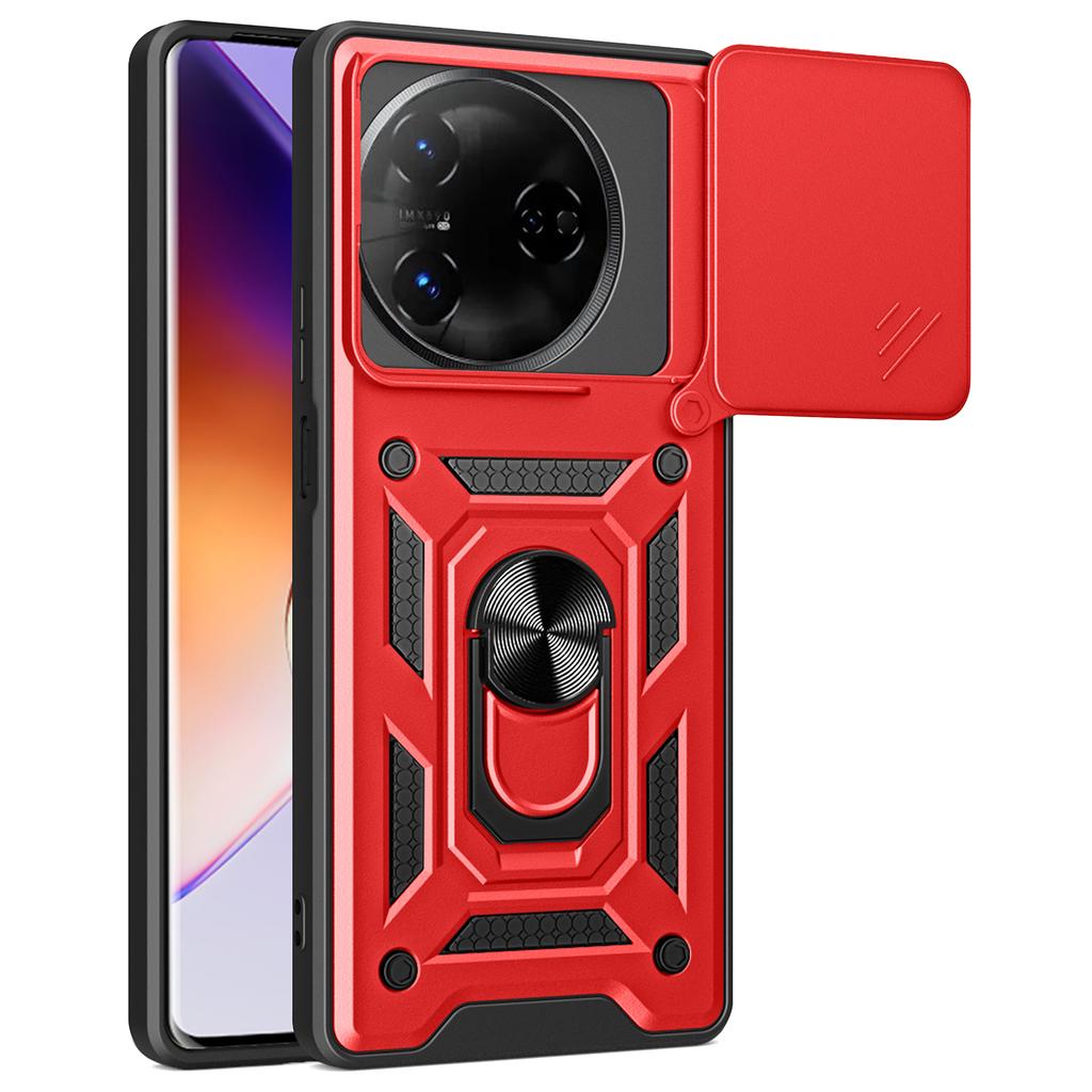 For itel S24 Case with Slide Camera Lid PC+TPU Kickstand Phone Cover