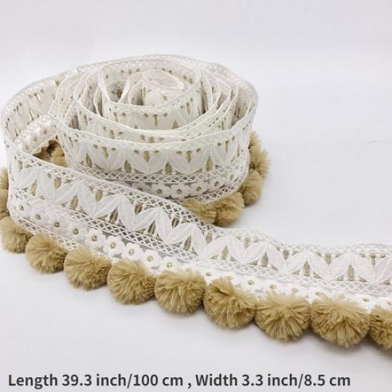 1m DIY Pom Pom Ball Tassel Fringe Trim Edging Sewing Upholstery for Curtain Trim