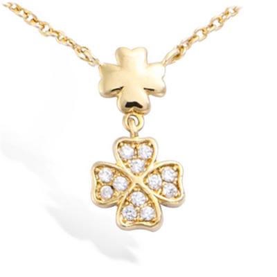 [M6221] - White Gold 'Clover' Gold-Plated Necklace - 16x8 Mm
