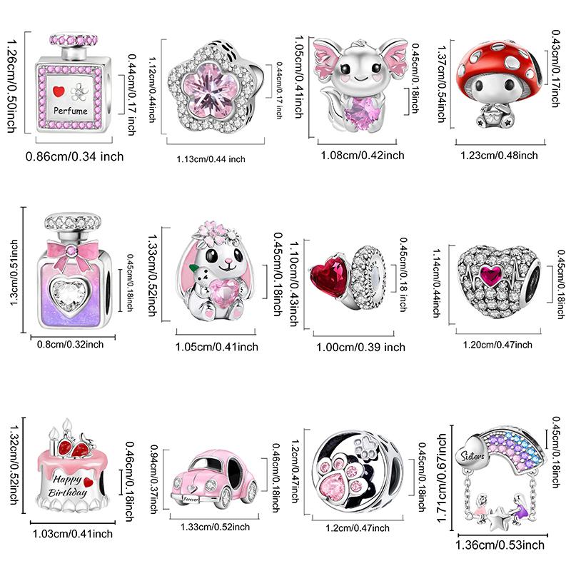 Copper Purple Series Love Heart Flower Safety Chain Charm Beads Fit Original Pan Bracelets Bangles Jewelry Gift