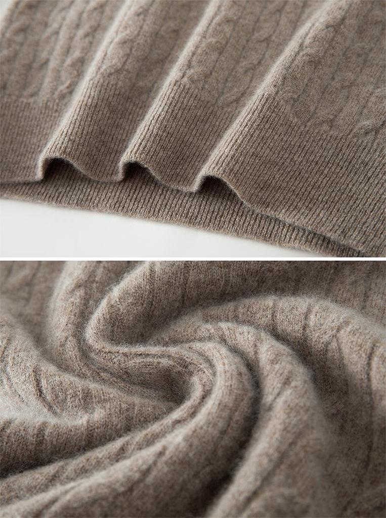 Women's Slim Fit French Polo Collar Long Sleeve Silk-Cotton Knitted Sweater.