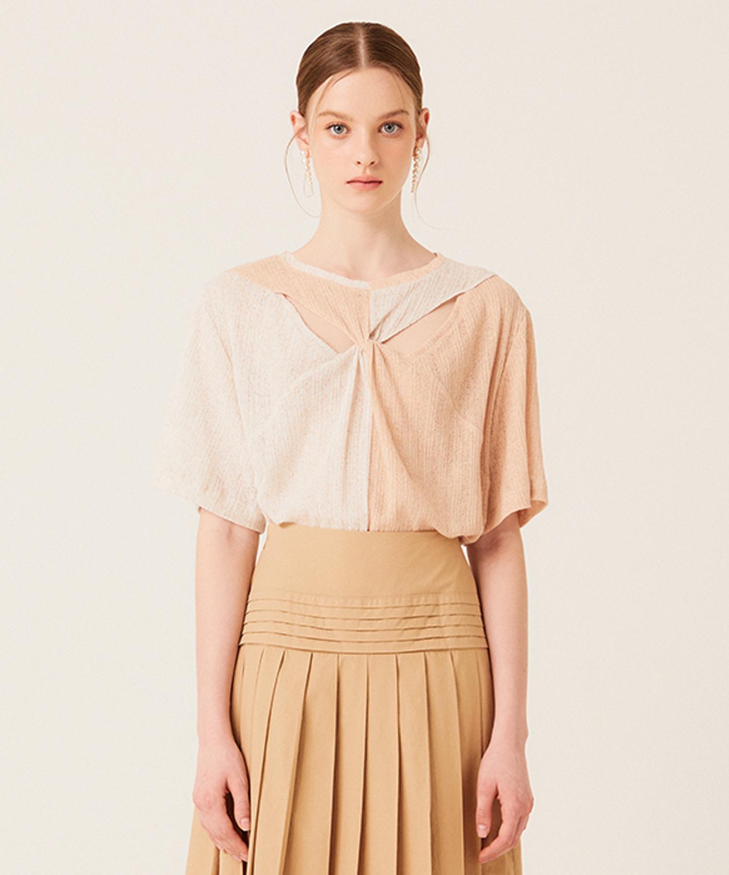 The Studio K Twisted Linen Knit Top (Ivory) Free