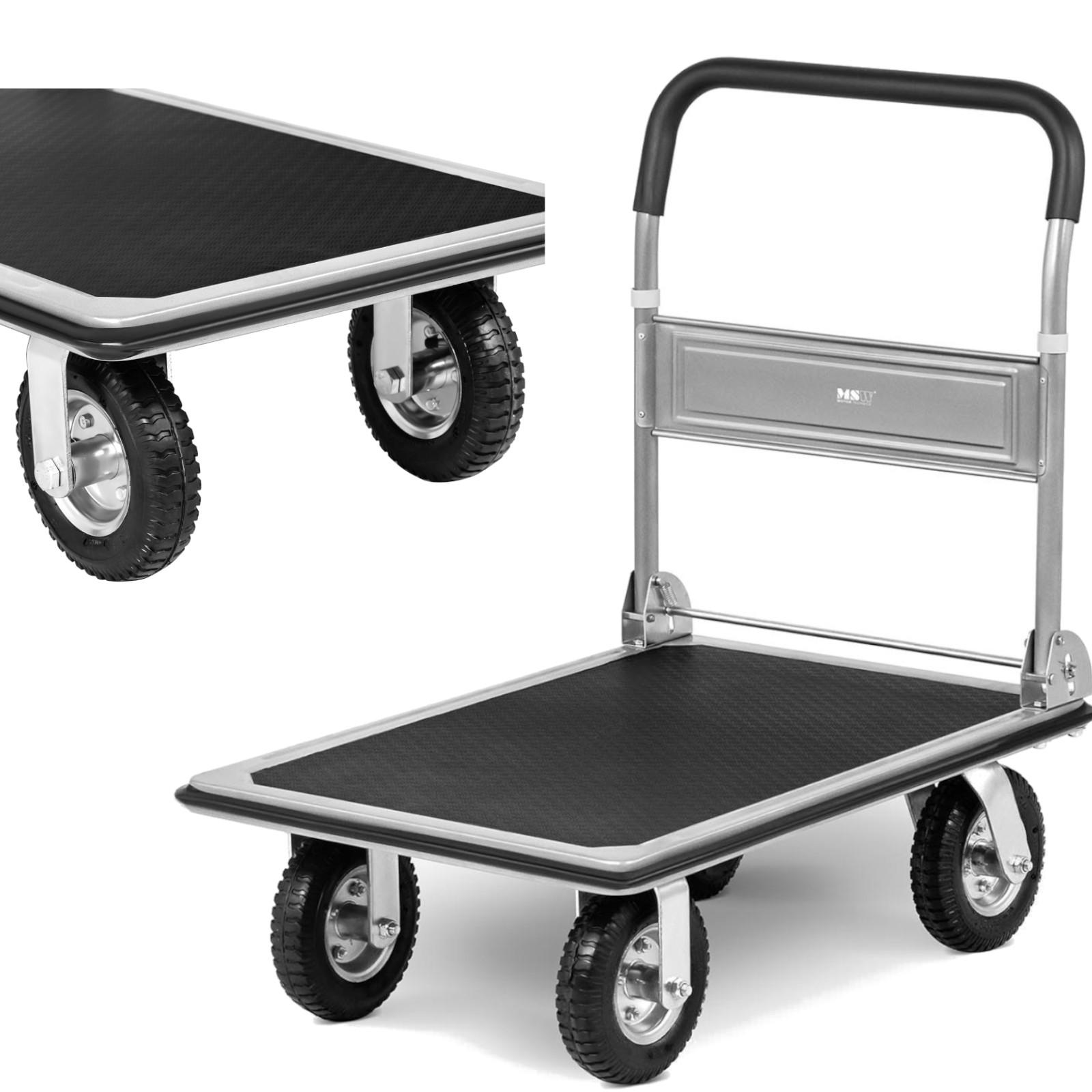 Manual folding warehouse platform trolley, 1 side, up to 300 kg, 80 x 60 cm
