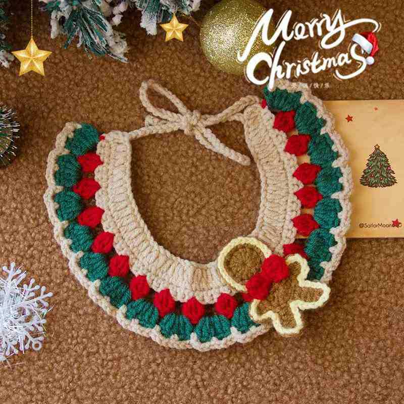Handmade Knitted Wool Pet Scarf: Christmas Collar & Bib for Cats and Dogs