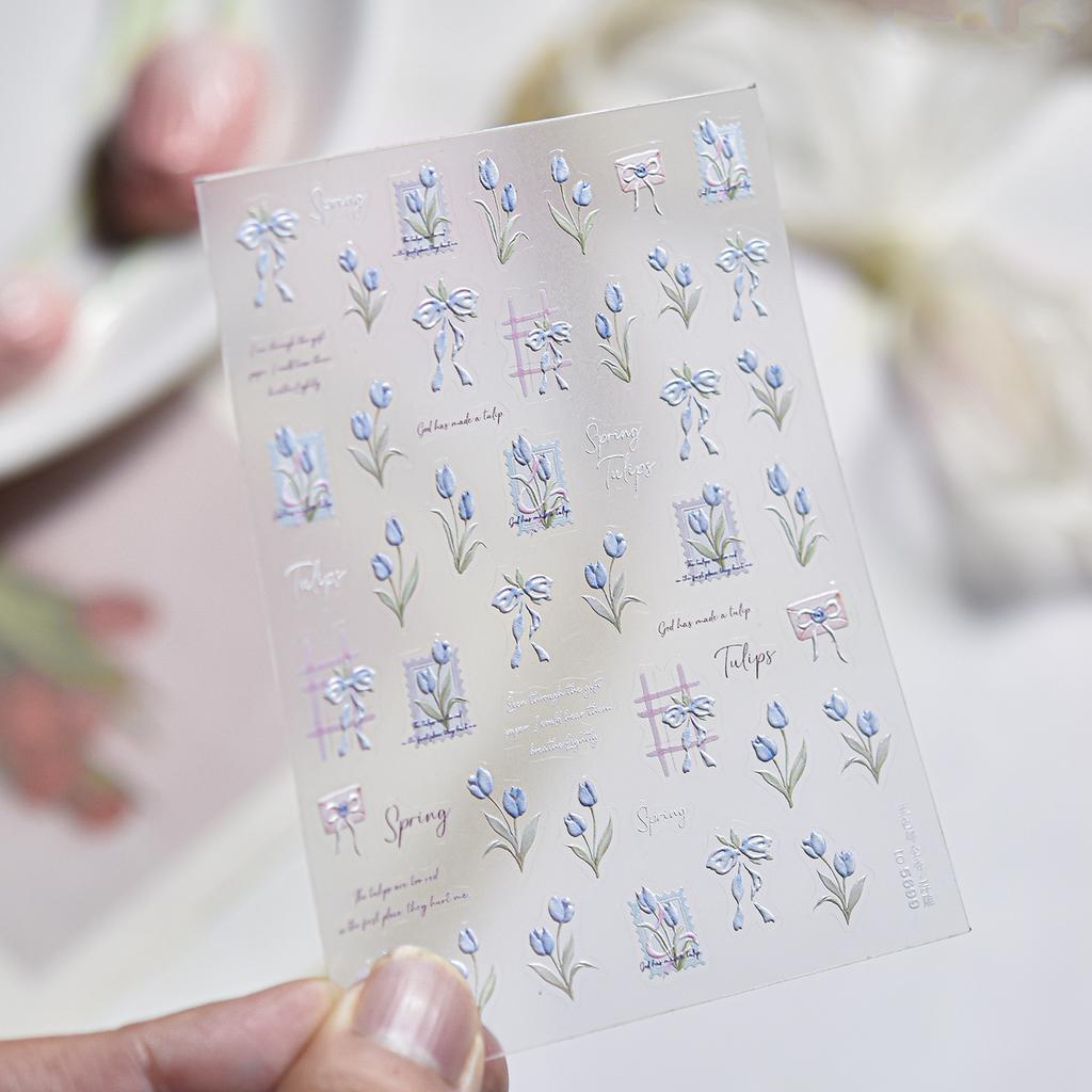 5D Starfish Fish Tail Small Fish Blue Bow Shell Silver Glitter Star Nail Art Stickers Ocean Fantasy Nail Decals Manicure