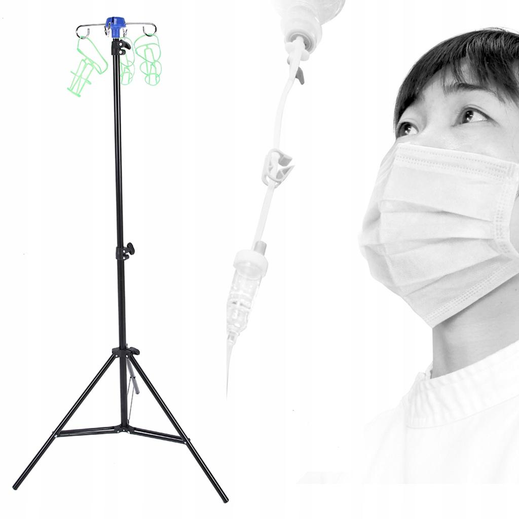 Foldable IV Pole Triangle Stand Vertical Infusion Stand Pole Home Clinic IV Drip Stand with 4 Hooks