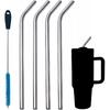 10mm Extra Wide Metal Straw for Stanley Quencher 64 40 Oz Tumbler | 4 Pack 12.5'' Long Bent Stainless Steel Straws Replacement Plastic Straws for