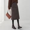 Winter 2025 Women's High-Waisted Wool Plaid A-Line Mid-Length Skirt